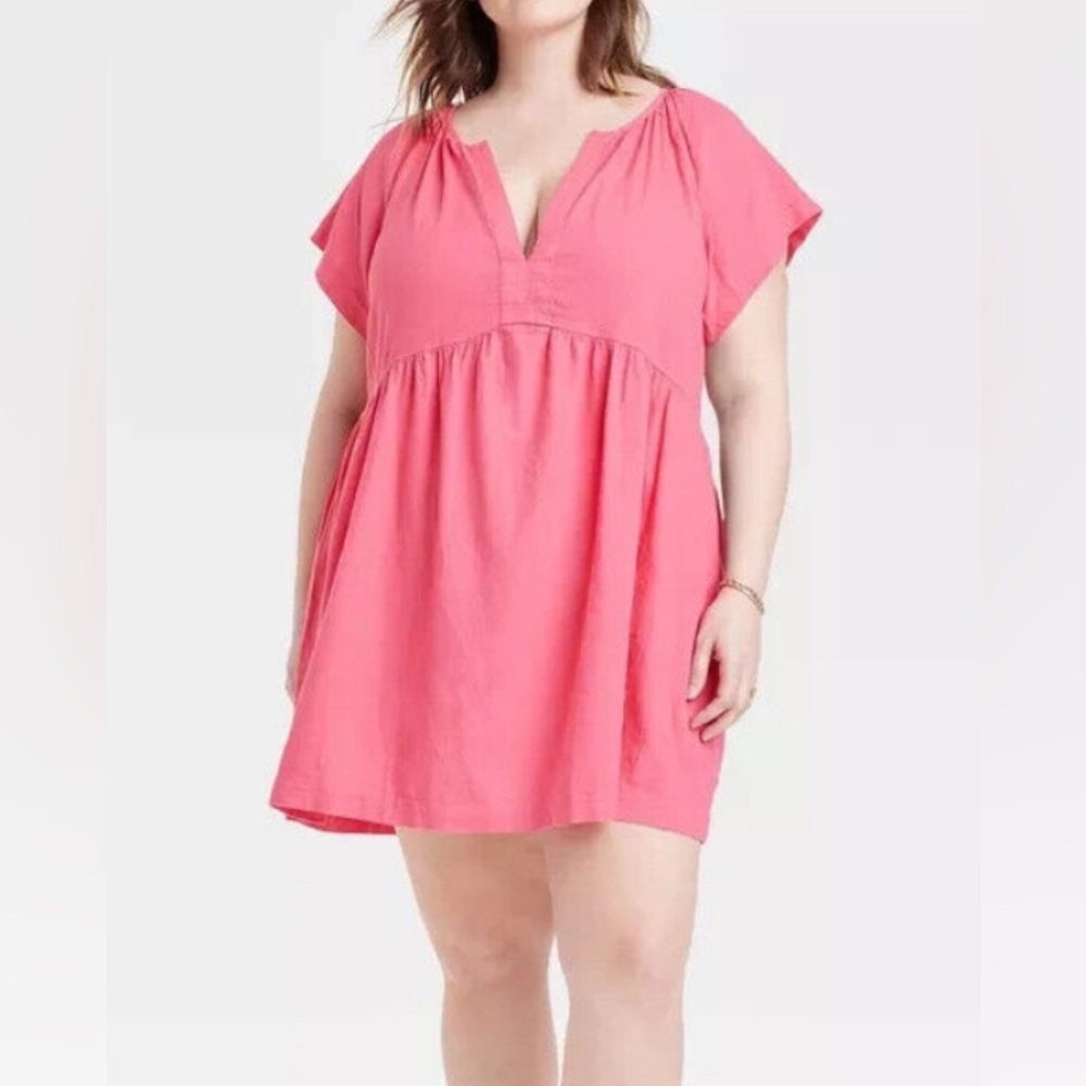 Pink linen sun dress